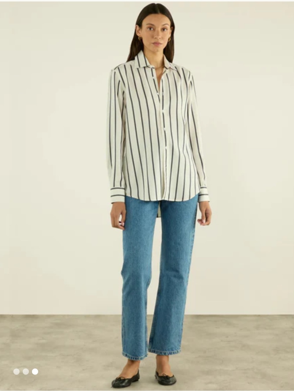 WNU The Boyfriend Shirt in Tencel Lyocell in Charcoal Stripe